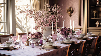 Elegant Bridal Shower Table Setting, bridal shower, table setting, floral arrangement, dining room HD wallpaper
