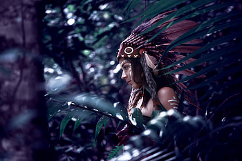 Native American, Women, Bokeh, Feather HD wallpaper