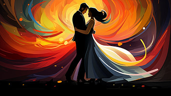 Enchanted Wedding Dance - Romantic Couple, romance, couple, wedding, silhouette, dance HD wallpaper