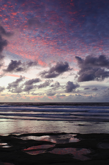 Nature, Sunset, Clouds, Shore, Bank, Coast, Ocean, Beautiful Landscape HD phone wallpaper