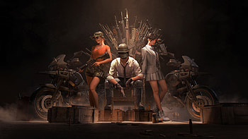 Pubg Helmet Guy With Girls And Guns , pubg, playerunknowns-battlegrounds, 2018-games, games, guns HD wallpaper