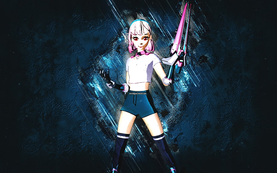 Fortnite Infiltrator Lexa Skin, Fortnite, main characters, blue stone background, Infiltrator Lexa, Fortnite skins, Infiltrator Lexa Skin, Infiltrator Lexa Fortnite, Fortnite characters HD wallpaper