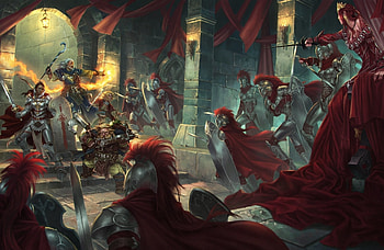 Fantasy - Battle Woman Warrior Knight Sword Dwarf Wizard HD wallpaper