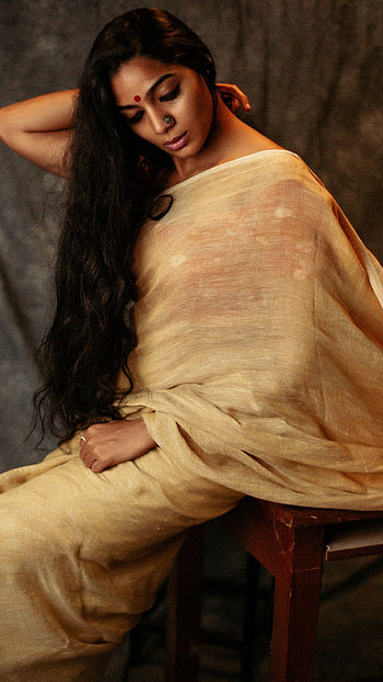 Nitya sree, saree beauty, model, actress HD phone wallpaper