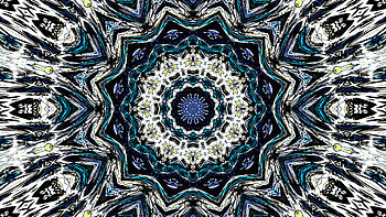Blue Black White Circles Fractal Art Pattern Abstraction Abstract HD wallpaper