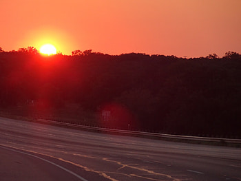 Sunset Highway, trees, road, highway, sunset HD wallpaper