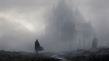 Shrouded Citadel —, Knight, Castle, Fog HD wallpaper