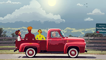 Dc Flash Fam Country Roads, artist, art, digital-art, artwork, truck, sky, road, deviantart HD wallpaper