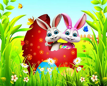 Happy Easter, bunny, cute, grass, Easter HD wallpaper