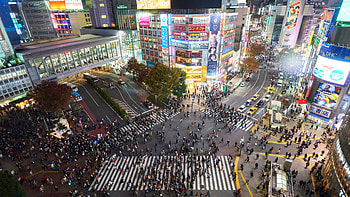 Tokyo streets, Pedestrian human, Urban city, Intersection view HD wallpaper