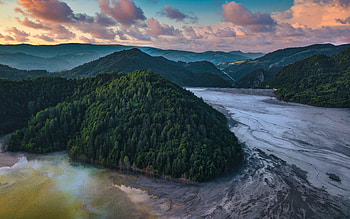Coast, aerial view, river stream, nature HD wallpaper