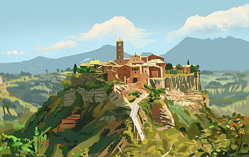 Art, Lock, Building, Hill HD wallpaper
