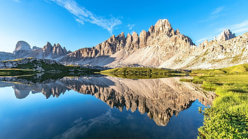 Paternkofel in Sesto, Tre Cime, Bolzano mountains, Alpine landscape HD wallpaper