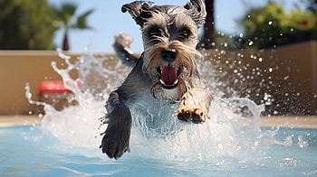 Schnauzer Dog On The Pool, dog, Animal, schnauzer HD wallpaper