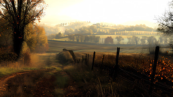 Tuscan Sunrise Landscape, Italy, Tuscany, landscape HD wallpaper
