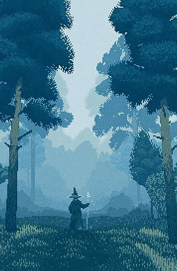 Wizard, Art, Night, Forest, Pixel HD phone wallpaper