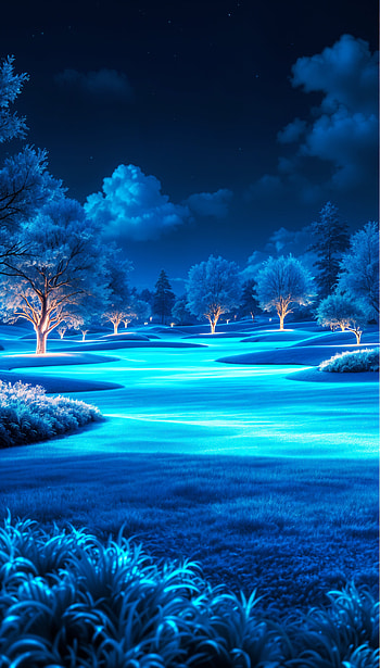 Moonlit Golf Course Serenity - Stunning Night HD phone wallpaper