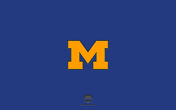 Michigan Wolverines, blue background, American football team, Michigan Wolverines emblem, NCAA, Michigan, USA, American football, Michigan Wolverines logo HD wallpaper