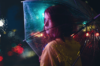 Girl With Umbrella, girls, model, umbrella, rain HD wallpaper