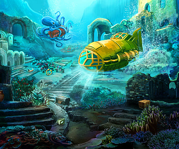 Atlantis, fantasy, underwater HD wallpaper