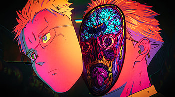 Dorohedoro season 2 - Shin skull Split chroma colored abstract, Dorohedoro, Skull, Anime HD wallpaper