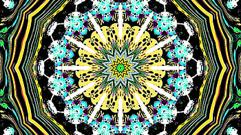 Yellow Blue Black White Fractal Art Pattern Lines Abstraction Abstract HD wallpaper