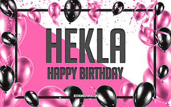 Happy Birtay Hekla, Birtay Balloons Background, Hekla, with names, Hekla Happy Birtay, Pink Balloons Birtay Background, greeting card, Hekla Birtay HD wallpaper
