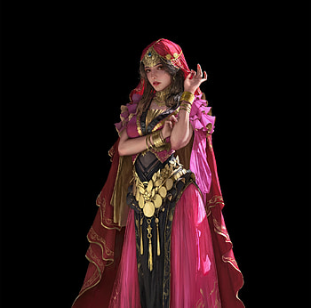 Princess, fantasy, boyu yang, jewel, pink, black, girl HD wallpaper