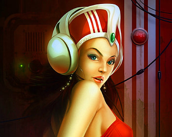 Pretty face, style, 3d, art, red, woman HD wallpaper