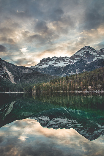 Mountains, lake, reflections, nature HD phone wallpaper