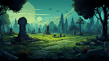 Spooky Halloween Cemetery, cemetery, graveyard, tomb, holiday, halloween HD wallpaper