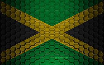 Jamaica flag, 3d hexagons texture, Jamaica, 3d texture, Jamaica 3d flag, metal texture, flag of Jamaica HD wallpaper