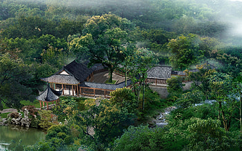 Nature, Houses, Summer, Haze, Pond, China, From Above, Above, Kindergarten, Day Care, Small Houses HD wallpaper