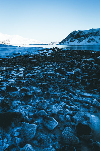 Nature, Stones, Sky, Mountains, Snow, Lake HD phone wallpaper