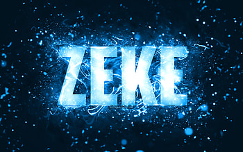 Happy Birtay Zeke, , blue neon lights, Zeke name, creative, Zeke Happy Birtay, Zeke Birtay, popular american male names, with Zeke name, Zeke HD wallpaper
