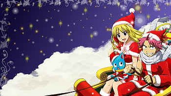 Anime - Fairy Tail Lucy Heartfilia Natsu Dragneel Happy (Fairy Tail) Christmas HD wallpaper