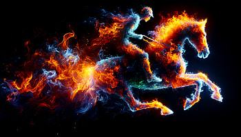 Fiery Horse Riding Adventure - Ultra, horse riding, fire, horse, rider, fantasy HD wallpaper