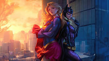 Supergirl And Batgirl Team Up, supergirl, batgirl, superheroes, artwork, digital-art, art HD wallpaper