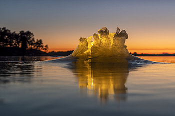Golden Ice Reflection — Sunset Landscape, landscape, sunset HD wallpaper