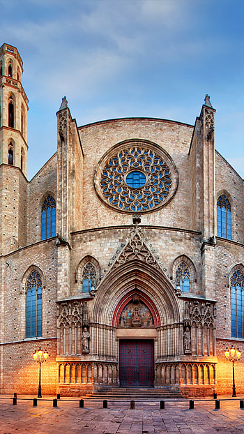 Santa Maria Del Mar Church in Barcelona, architecture, church, religious HD phone wallpaper