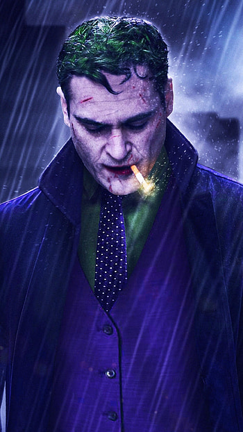 Joker Smoking, Rain Background HD phone wallpaper
