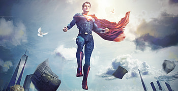 Superman, flight, superhero, dc, art HD wallpaper