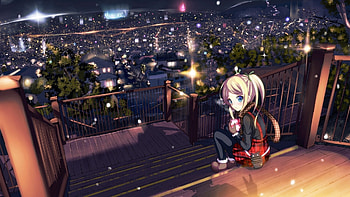 Preview landscape, blue, anime HD wallpaper