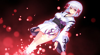 Koiken Otome, kimono, black, glow, cute, ribbons, sparkles, beauty, lady, sparkle, short hair, female, ties, white, girl, beautiful, woman, anime, red, lovely HD wallpaper