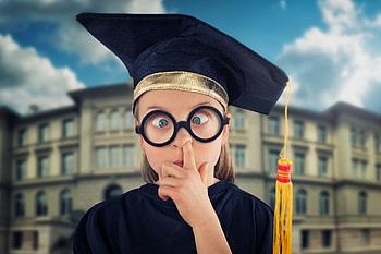 Miss Clever Clogs' graduation, black, situation, cute, john wilhelm, girl, copil, hand, yellow, miss clever clogs graduation, glasses, funny, child HD wallpaper