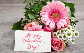 Happy Valentines Day, romance, flowers, note, valentines day HD wallpaper