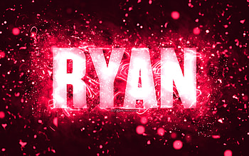 Happy Birtay Ryan, , pink neon lights, Ryan name, creative, Ryan Happy Birtay, Ryan Birtay, popular american female names, with Ryan name, Ryan HD wallpaper