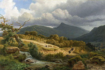 The Cemetery at Baden-Baden (1855), landscape, artistic, oil HD wallpaper