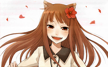 ~Spice and Wolf~, Spice and Wolf, anime, petals, flower, holo, long hair HD wallpaper