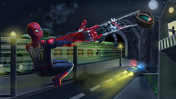 Spiderman Saving The Kid From Venom, spiderman, venom, superheroes, artwork, art, digital-art, artstation HD wallpaper